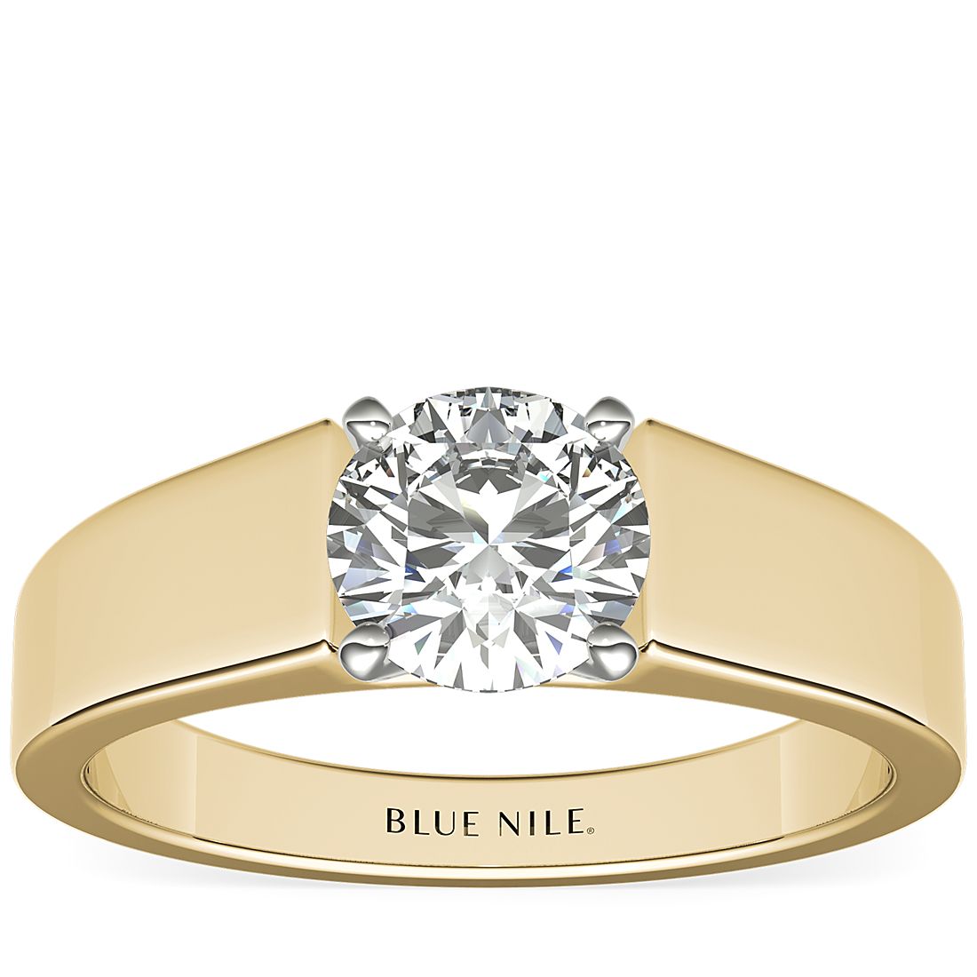 mezelf radiator snor Wide Band Solitaire Engagement Ring in 18k Yellow Gold (5mm) | Blue Nile